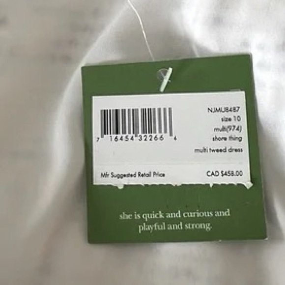 NWOT Kate Spade Plunge Neckline Bouclé Mini Dress multi-tweed sheath XXS - Picture 15 of 15